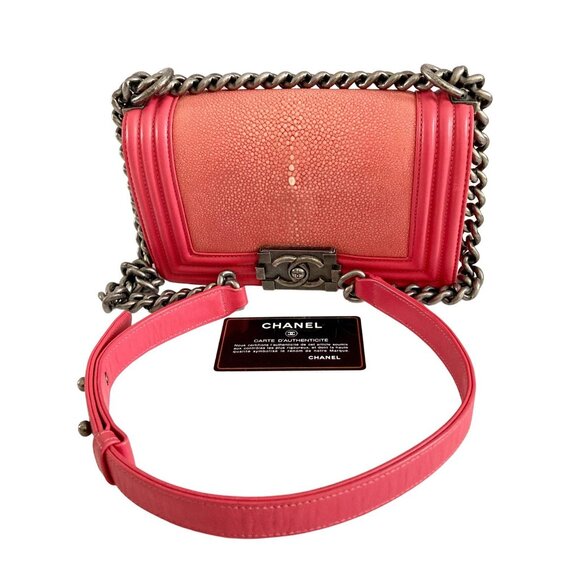 Chanel Galuchat Stingray Small Boy Flap Pink - Picture 1 of 9